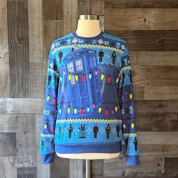 Men's Doctor Who ugly Christmas sweater medium TARDIS Cyber Men Dalek fandom - Picture 6 of 11